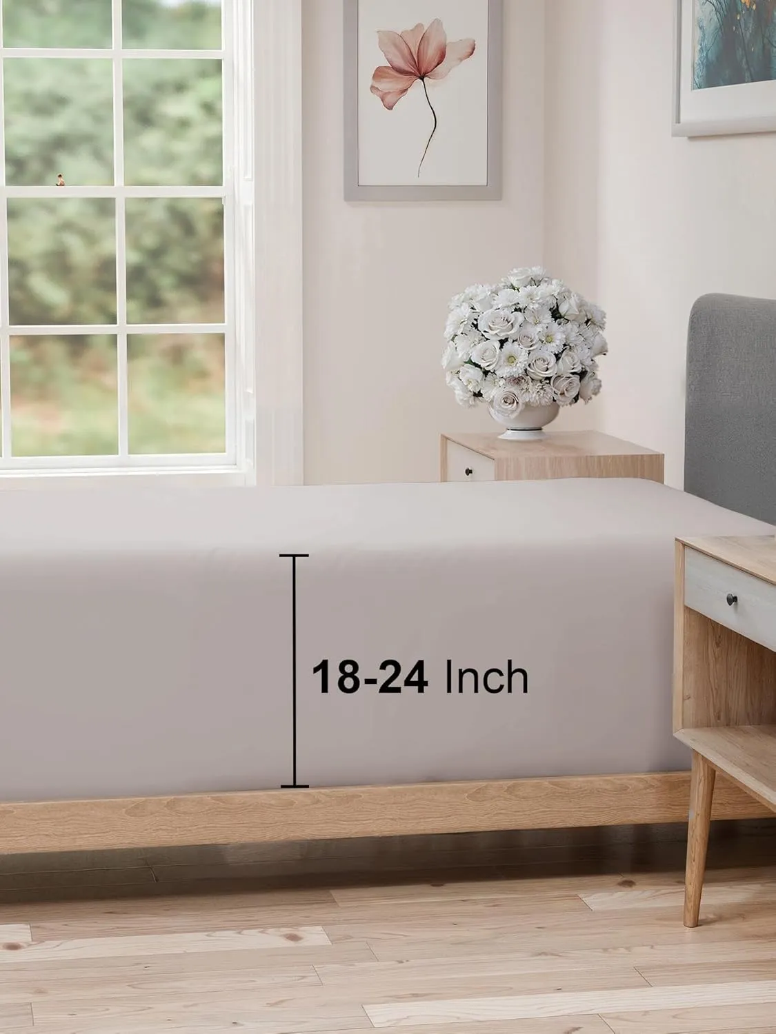Extra Deep Twin XL Fitted Sheet - Hotel Luxury Single Fitted Sheet Only - Easily Fits 18 inch to 24 inch Mattress - Ultra Soft, Wrinkle Free with Extra Deep Pockets - Breathable & Comfy - Light Grey