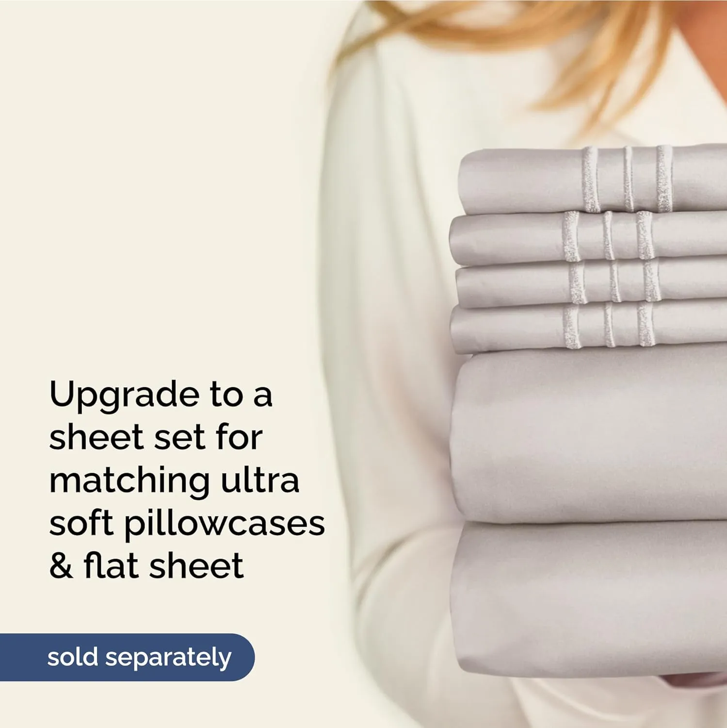 Extra Deep Twin XL Fitted Sheet - Hotel Luxury Single Fitted Sheet Only - Easily Fits 18 inch to 24 inch Mattress - Ultra Soft, Wrinkle Free with Extra Deep Pockets - Breathable & Comfy - Light Grey