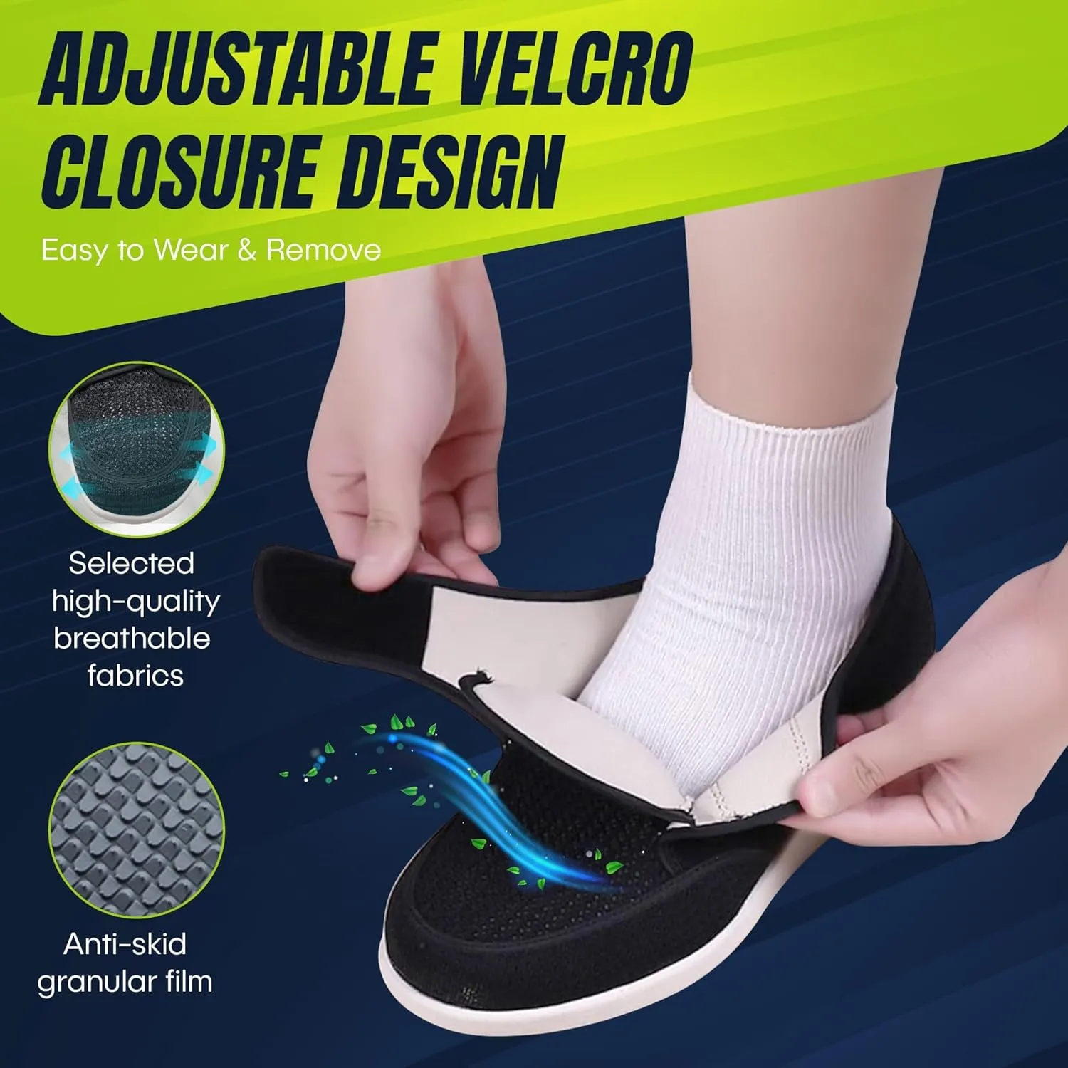 Extra-Wide Adjustable Shoes for Foot Pain, Swelling & Orthopedic Support | Ideal for Diabetics, Edema & Arthritis | Cushioned, Anti-Slip, Memory Foam Insoles for Lasting Comfort | Walk with Ease, Move with Confidence