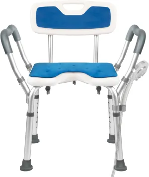 Extra Wide Shower Chair with M-Shaped & Padded Armrests, Shower Chair with Arms and Back Heavy Duty 500lbs, Bariatric Shower Chair with Cutout Seat &Cold-Proof Pads,Tools-Free
