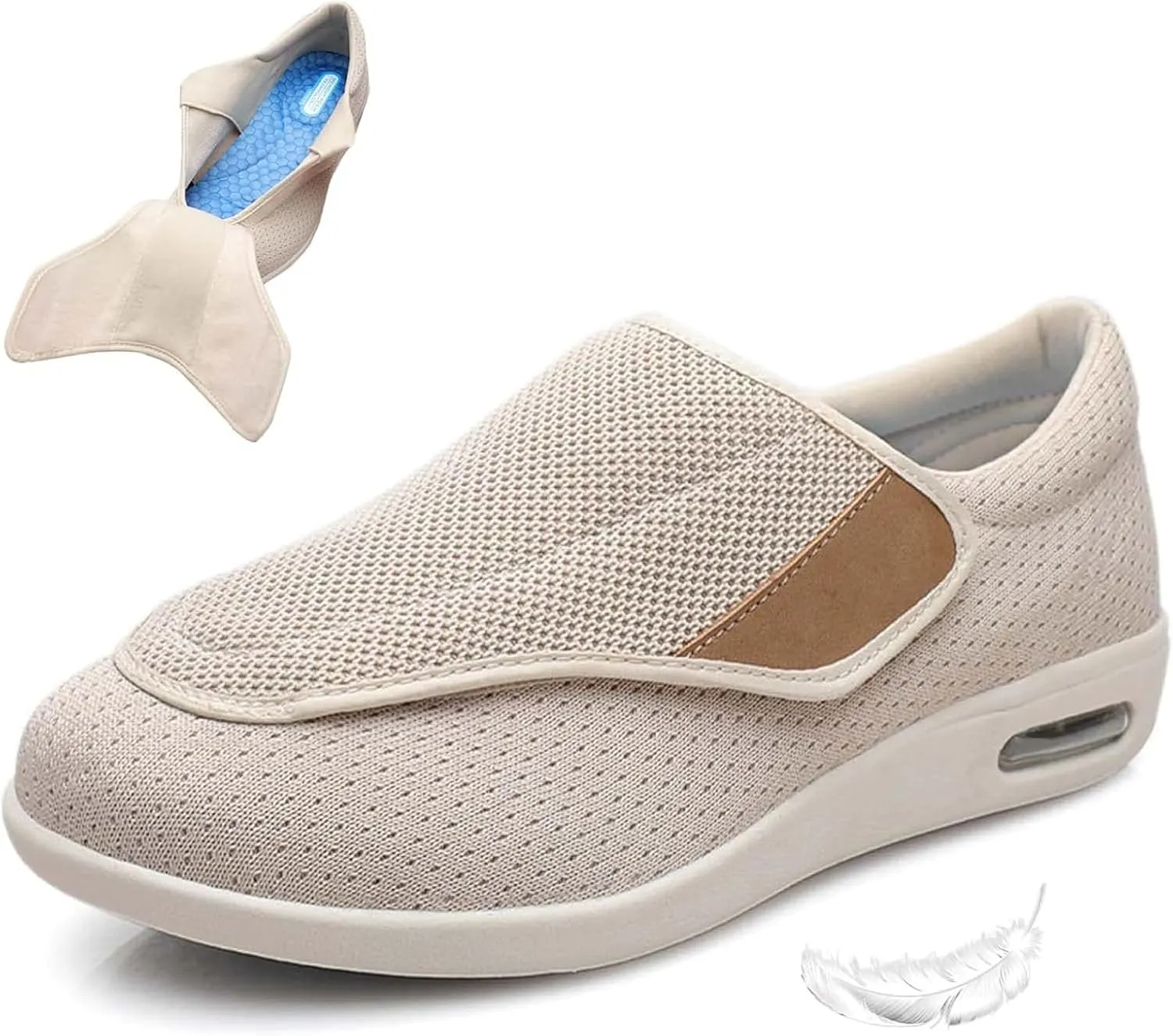Extra Wide Walking Sneakers, Lightweight Elderly Shoes, with Adjustable Closure, for Diabetic, Edema, Plantar Fasciitis, Arthritis Swollen, Feet Fattening