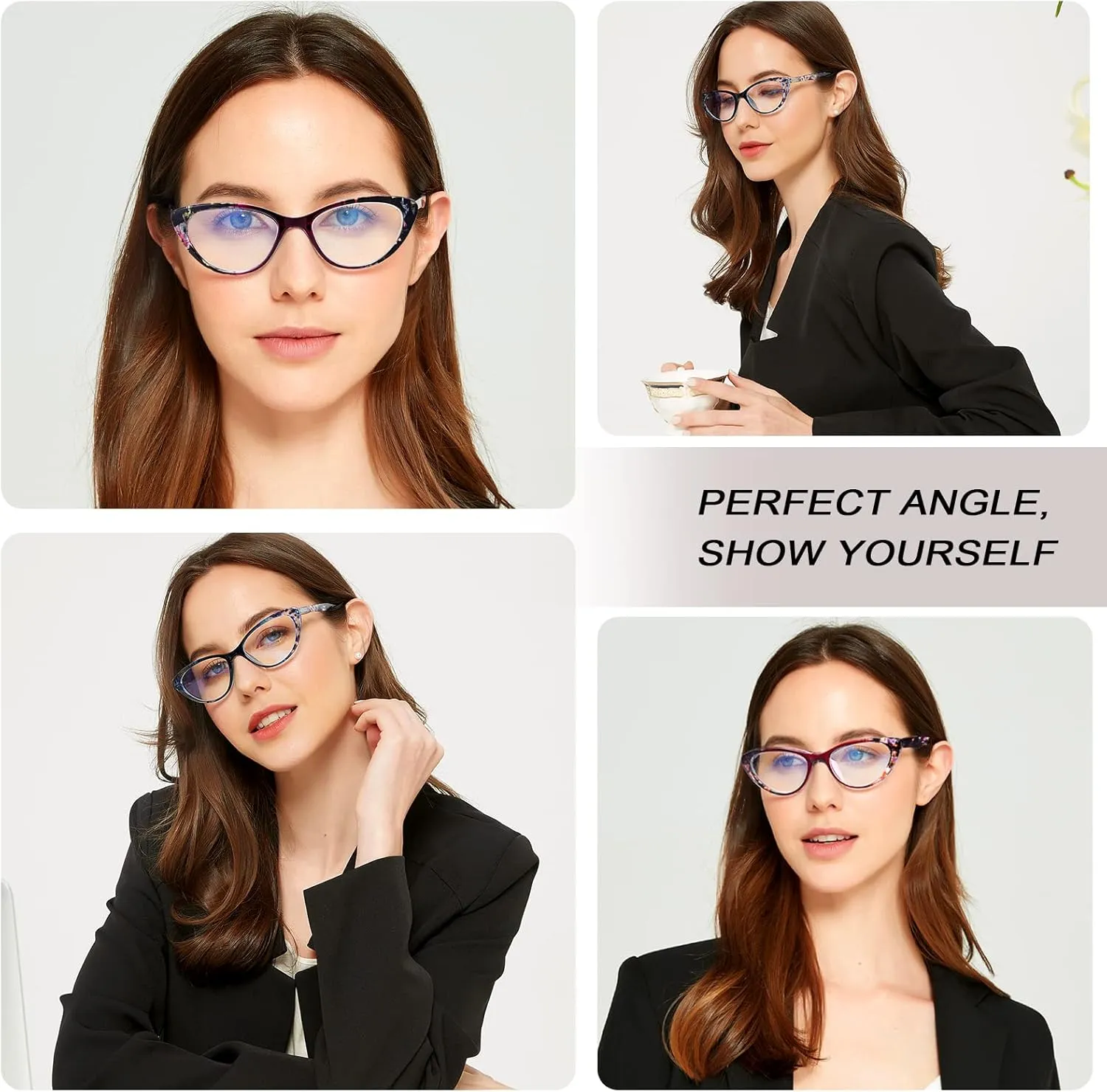 EYEURL Cat Eye Blue Light Blocking Glasses for Womens - 2 Pairs Lightweight Blue Screen Computer Eyeglasses Anti Glare Glasses