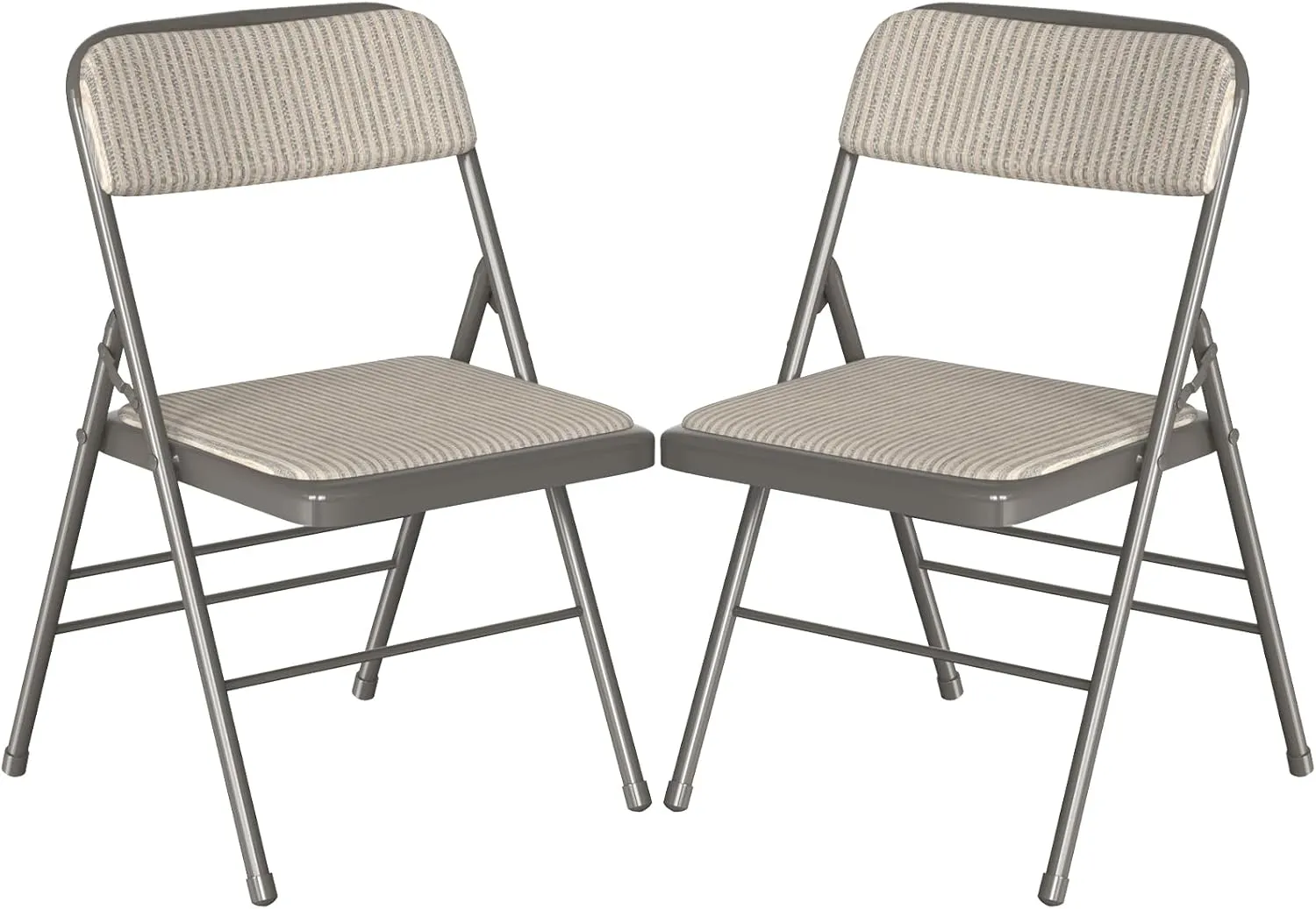 Fabric Padded Folding Chair Set, Metal Steel Foldable Chairs with Upholstered Seat and Back, Folding Chairs for Home & Office, Reception Room Church Wedding Events, 330lbs Capacity (2 Pack, Khaki)