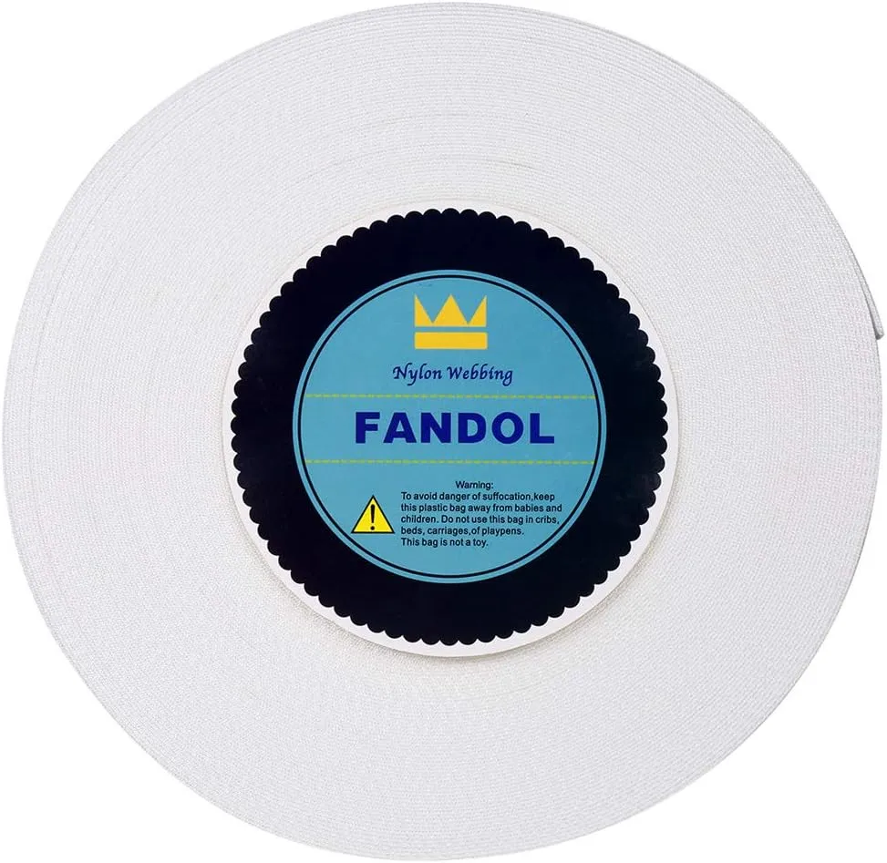 FANDOL Nylon Webbing - Heavy Duty Strapping for Crafting Pet Collars, Shoulder Straps, Slings, Pull Handles - Repairing Furniture, Gardening, Outdoor Gear & More (1 inch x 50 Yards, White)