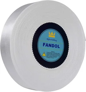 FANDOL Nylon Webbing - Heavy Duty Strapping for Crafting Pet Collars, Shoulder Straps, Slings, Pull Handles - Repairing Furniture, Gardening, Outdoor Gear & More (1 inch x 50 Yards, White)