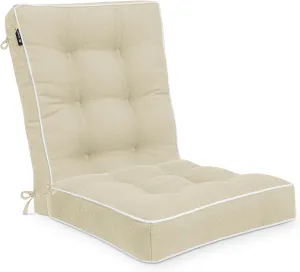 Favoyard Rocking Chair Cushion Set, Indoor & Outdoor Rocker Cushions, Water Resistant Seat Cushion Set for Patio Furniture 3-Year Color Fastness Chair Pads with Ties, Beige