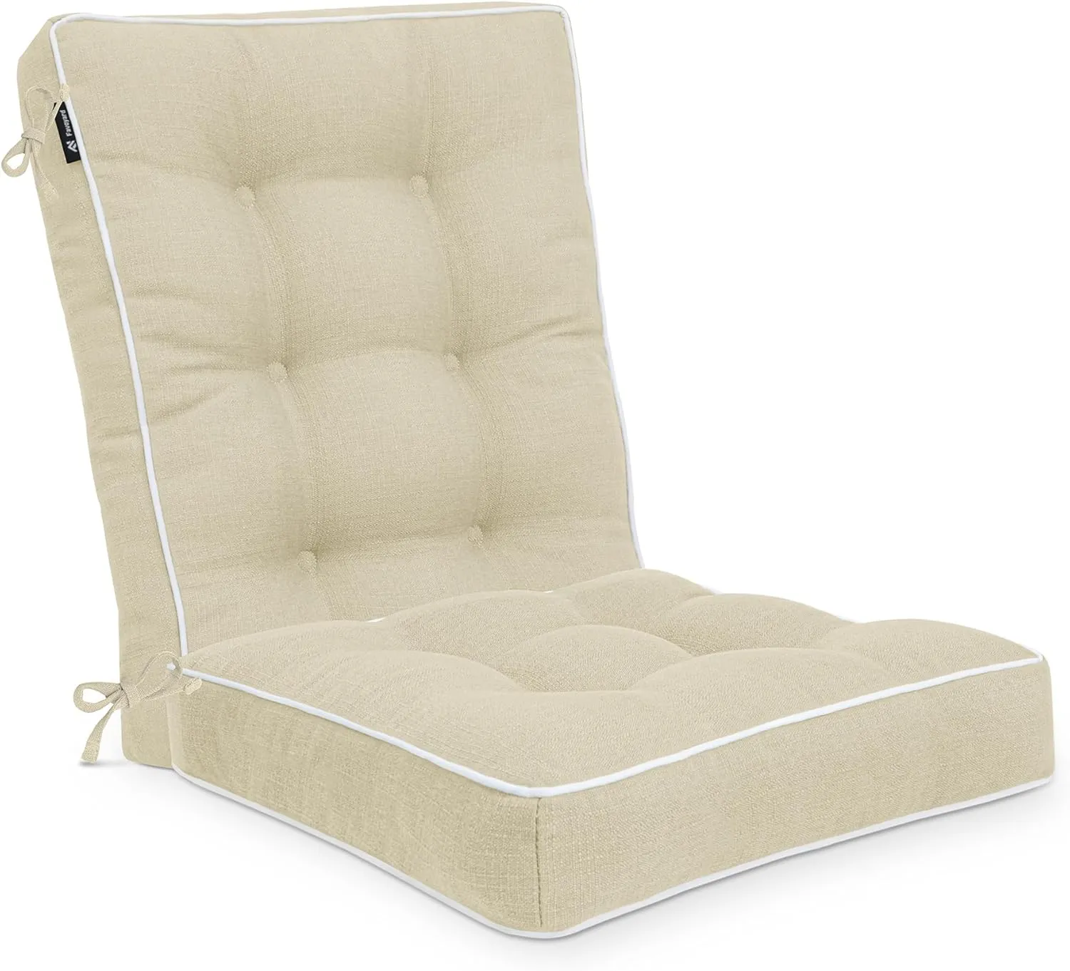 Favoyard Rocking Chair Cushion Set, Indoor & Outdoor Rocker Cushions, Water Resistant Seat Cushion Set for Patio Furniture 3-Year Color Fastness Chair Pads with Ties, Beige