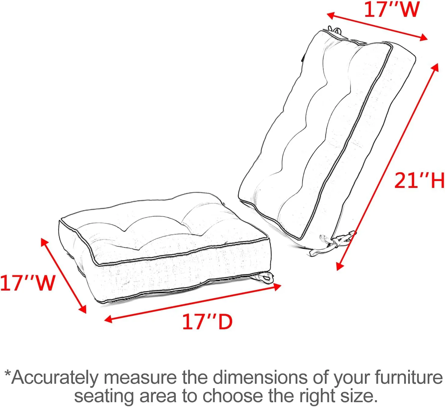 Favoyard Rocking Chair Cushion Set, Indoor & Outdoor Rocker Cushions, Water Resistant Seat Cushion Set for Patio Furniture 3-Year Color Fastness Chair Pads with Ties, Red