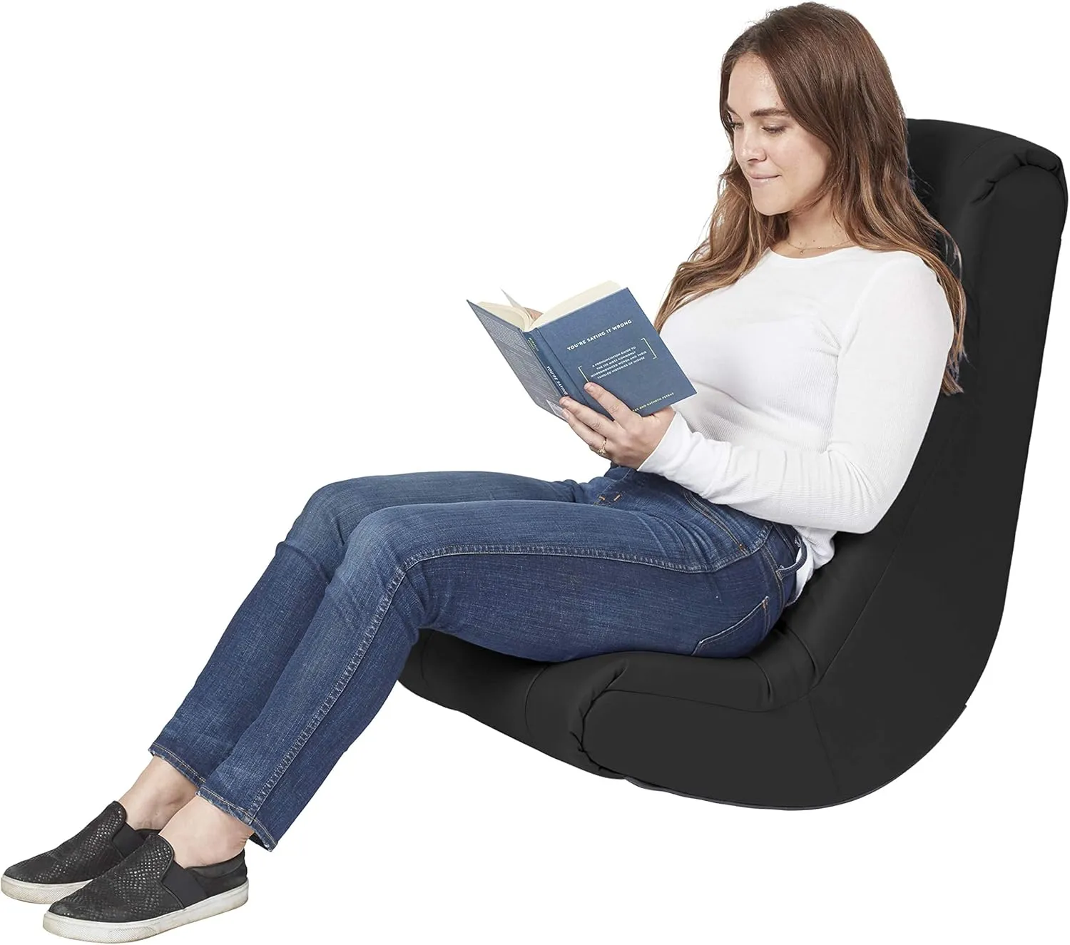 FDP Tufted Floor Rocker for Kids, Teens and Adults; Comfortable, Ergonomic Chair for Reading, Playing Video Games, or Watching TV - Dark Gray, 10488-DG