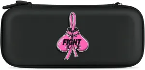 Fight Breast Cancer Awareness Fighter Hard Shell Travel Case with Rope 15 Game Card Pockets Compatible with Switch Protective