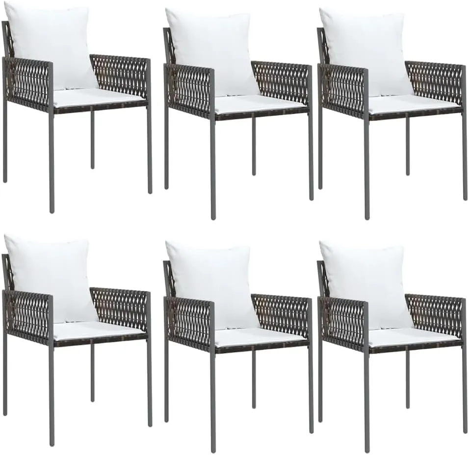 fire Pit Chairs,high Chair,Patio Furniture,Beach Chair,Patio Chairs with Cushions 6 pcs Brown 21.3"x24"x32.7" Poly RattanFor Gardens, patios, Balconies