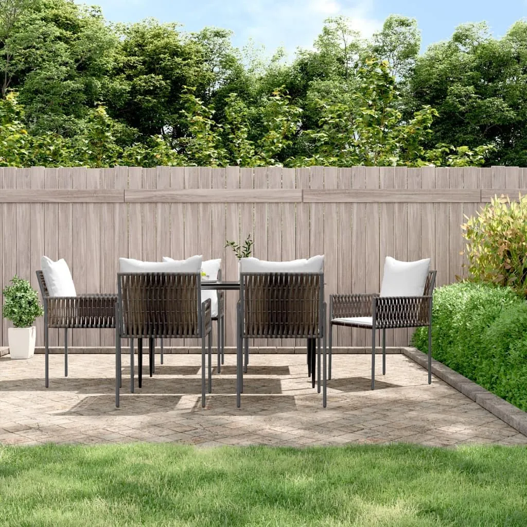 fire Pit Chairs,high Chair,Patio Furniture,Beach Chair,Patio Chairs with Cushions 6 pcs Brown 21.3"x24"x32.7" Poly RattanFor Gardens, patios, Balconies