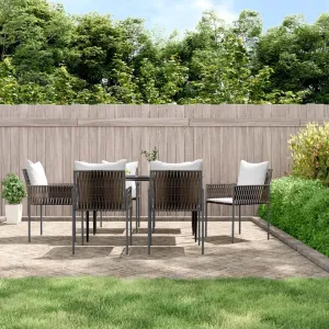 fire Pit Chairs,high Chair,Patio Furniture,Beach Chair,Patio Chairs with Cushions 6 pcs Brown 21.3"x24"x32.7" Poly RattanFor Gardens, patios, Balconies