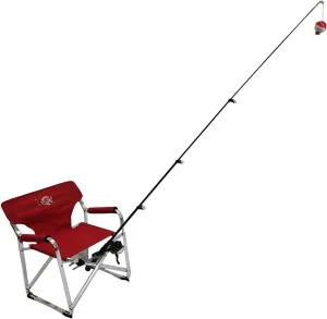 Fishing Chair Small Size with Rod Holder - Premium Folding Aluminum Chair - Red