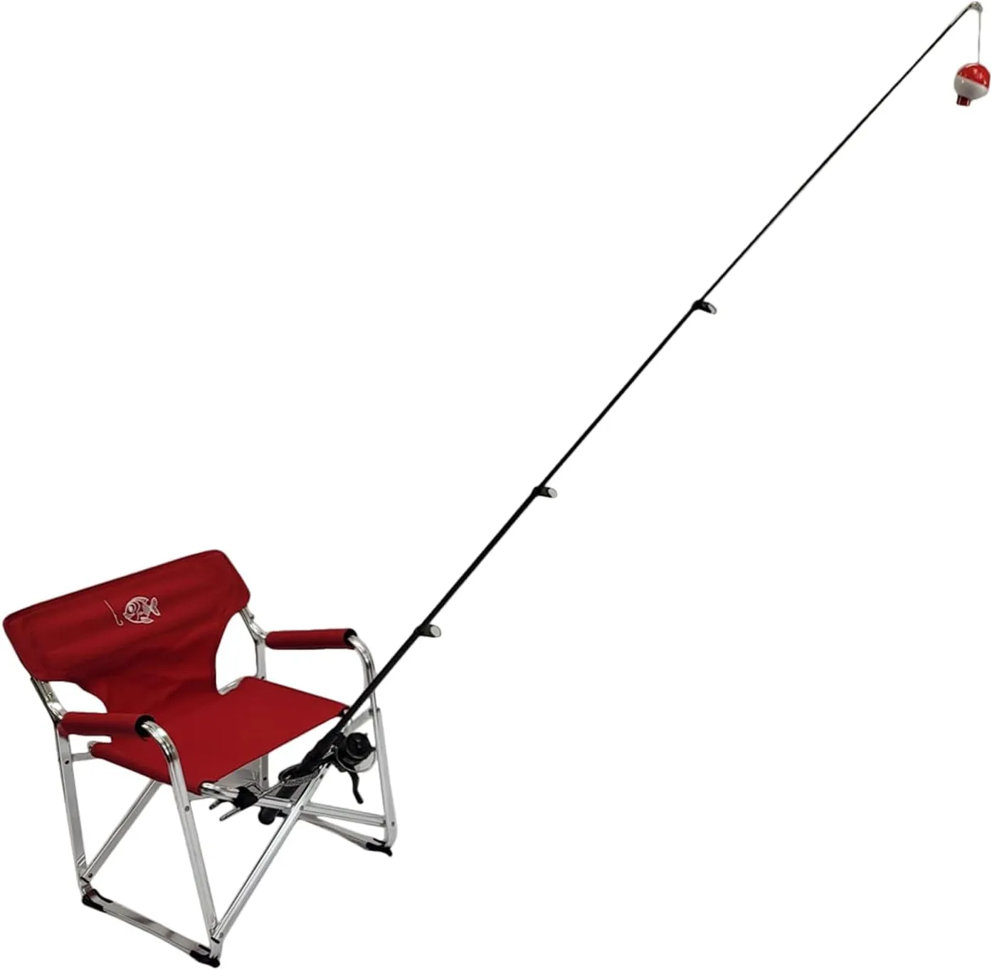 Fishing Chair Small Size with Rod Holder - Premium Folding Aluminum Chair - Red
