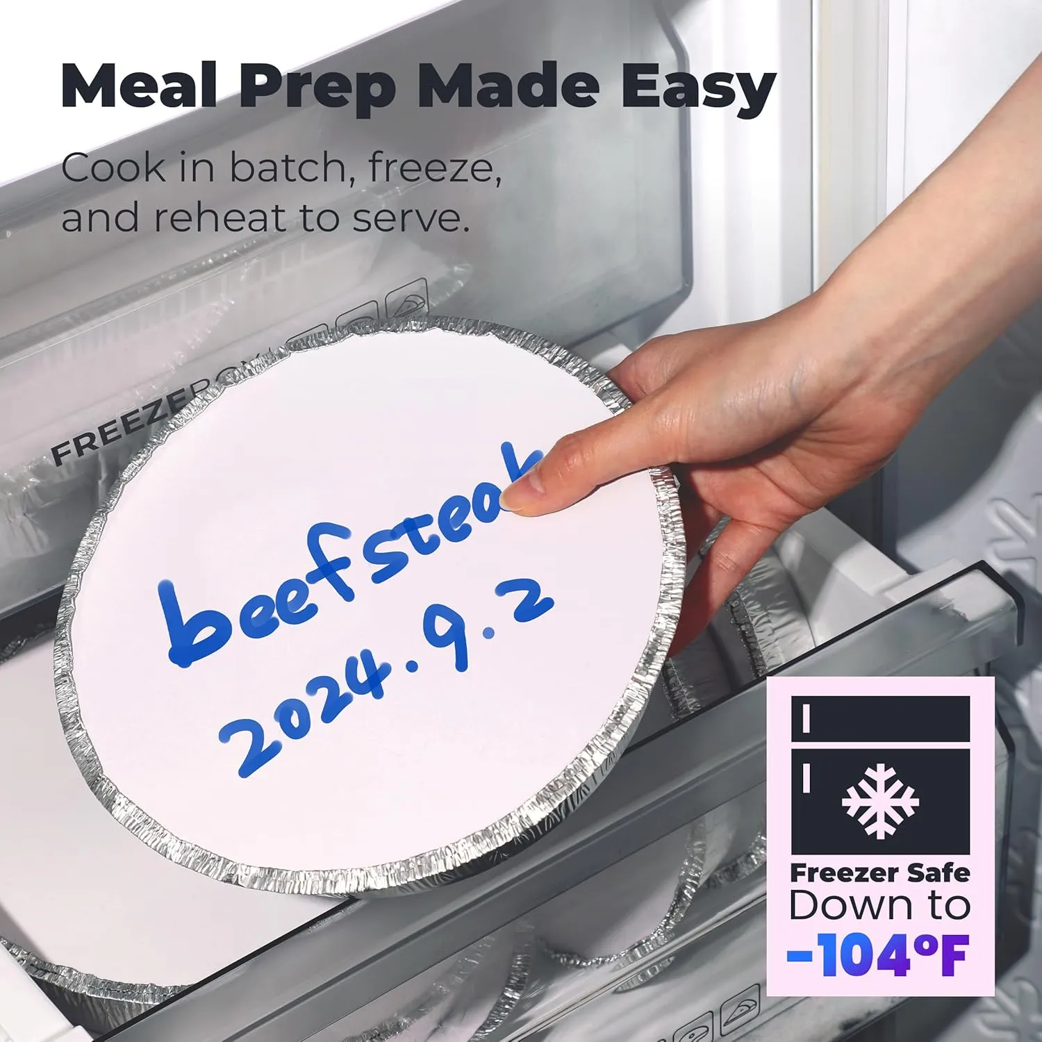 Fit Meal Prep 50 Pack 8” Round Aluminum Foil Pans with Lids, 8 inch Take Out Containers with Cardboard Covers for Freshness, Heavy Duty Disposable Baking Pie Pan for Cooking, Freezer & Oven Safe