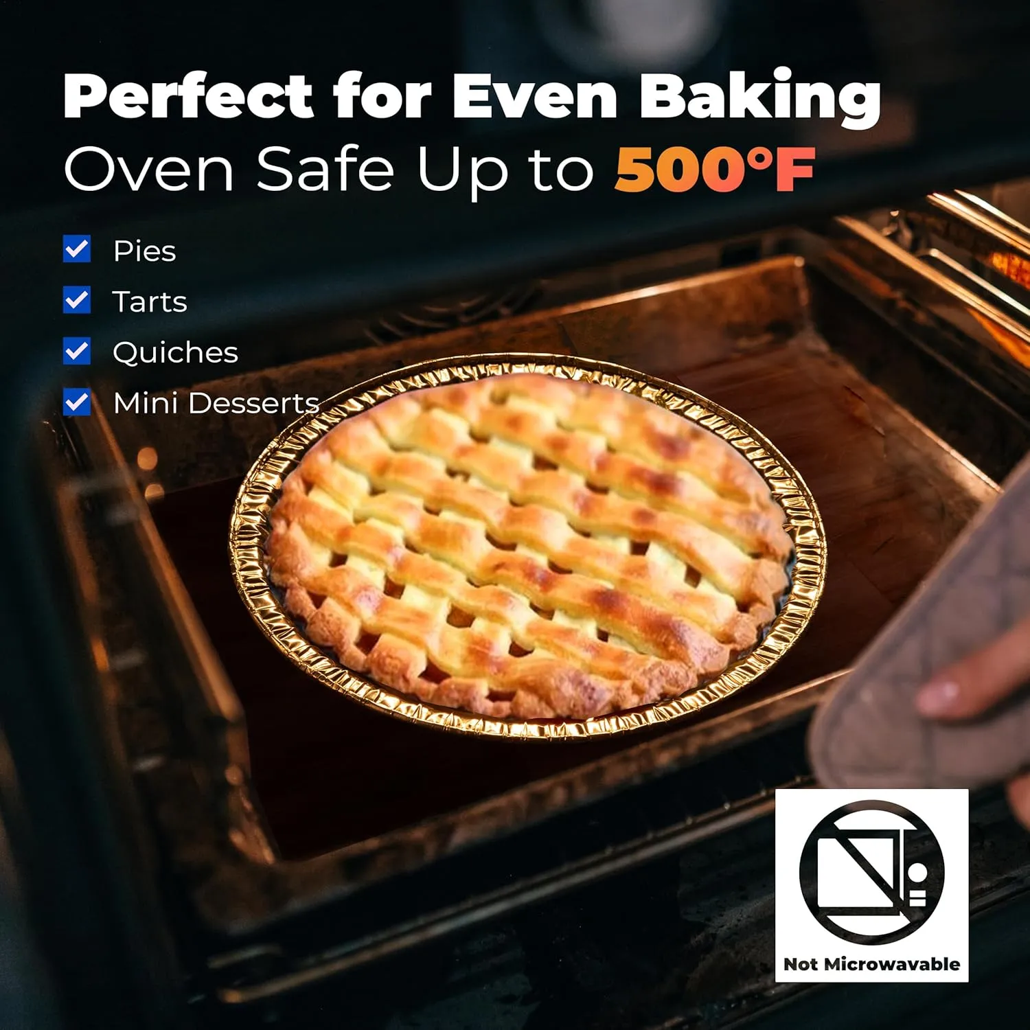 Fit Meal Prep 500 Pack 9 inch Pie Pan - Aluminum Foil Pie Plate for Baking, Deep Disposable Pie Pan, Heavy Duty Food Container for Pudding, Desserts, Quiche Pies and Tarts