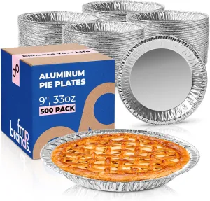 Fit Meal Prep 500 Pack 9 inch Pie Pan - Aluminum Foil Pie Plate for Baking, Deep Disposable Pie Pan, Heavy Duty Food Container for Pudding, Desserts, Quiche Pies and Tarts