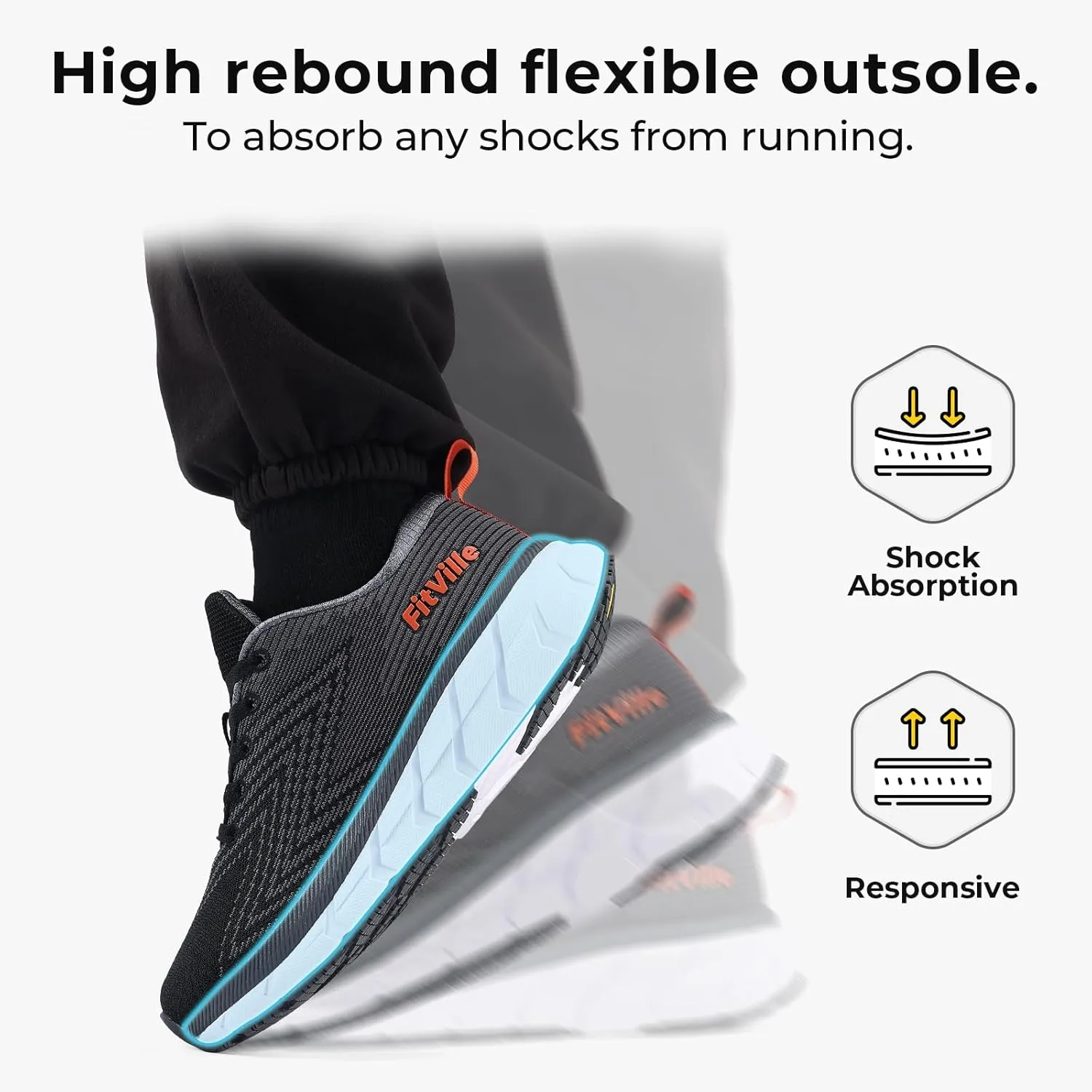 FitVille Wide Walking Shoes for Men Comfortable Lightweight Running Wide Toe Box Shoes for Men Non Slip Cushioned