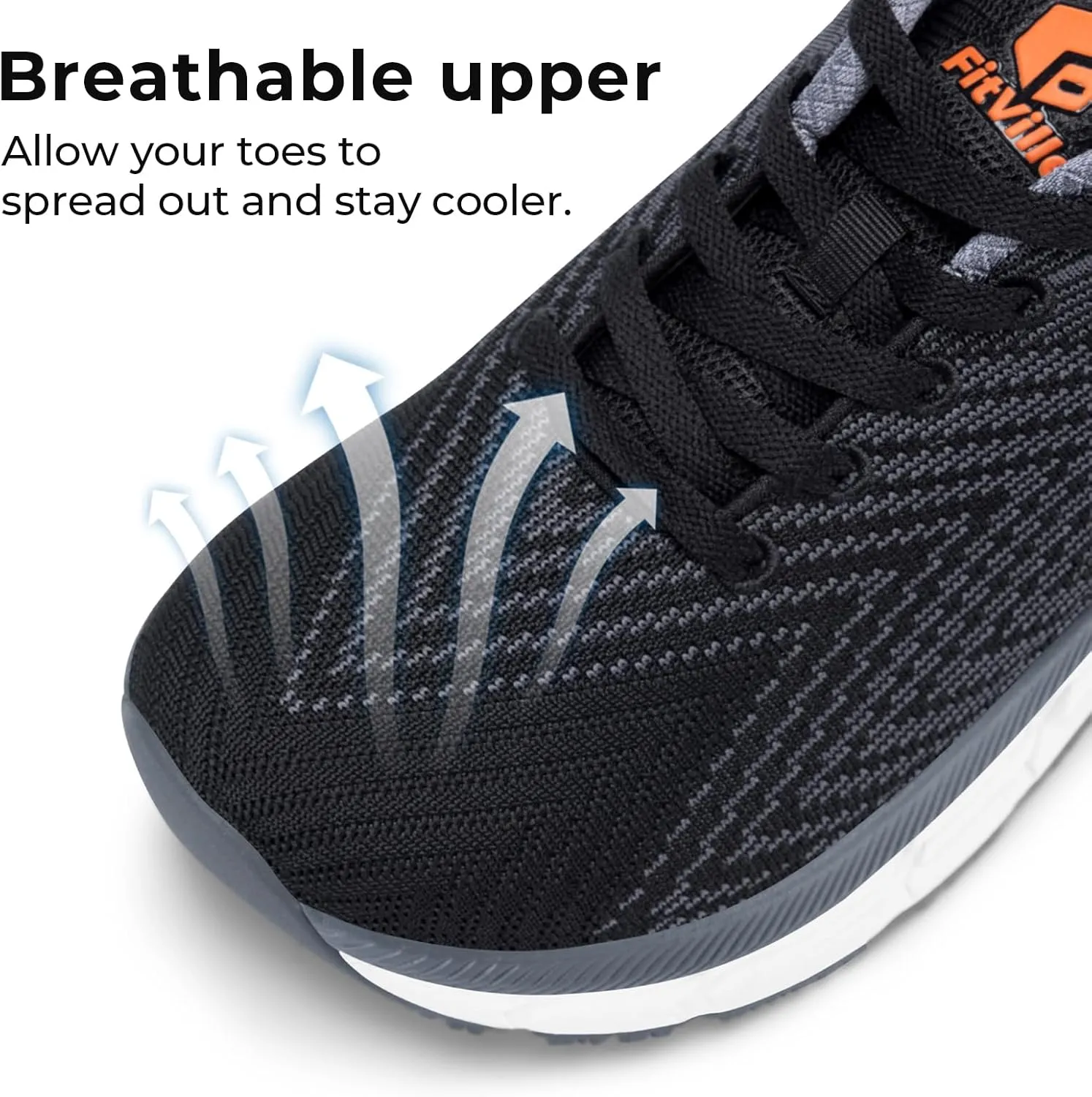FitVille Wide Walking Shoes for Men Comfortable Lightweight Running Wide Toe Box Shoes for Men Non Slip Cushioned