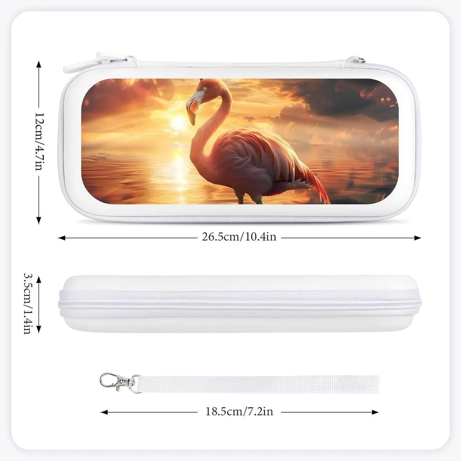 Flamingos Unicorm Flamnicorn at Sunrise Hard Shell Travel Case with Rope 15 Game Card Pockets Compatible with Switch Protective