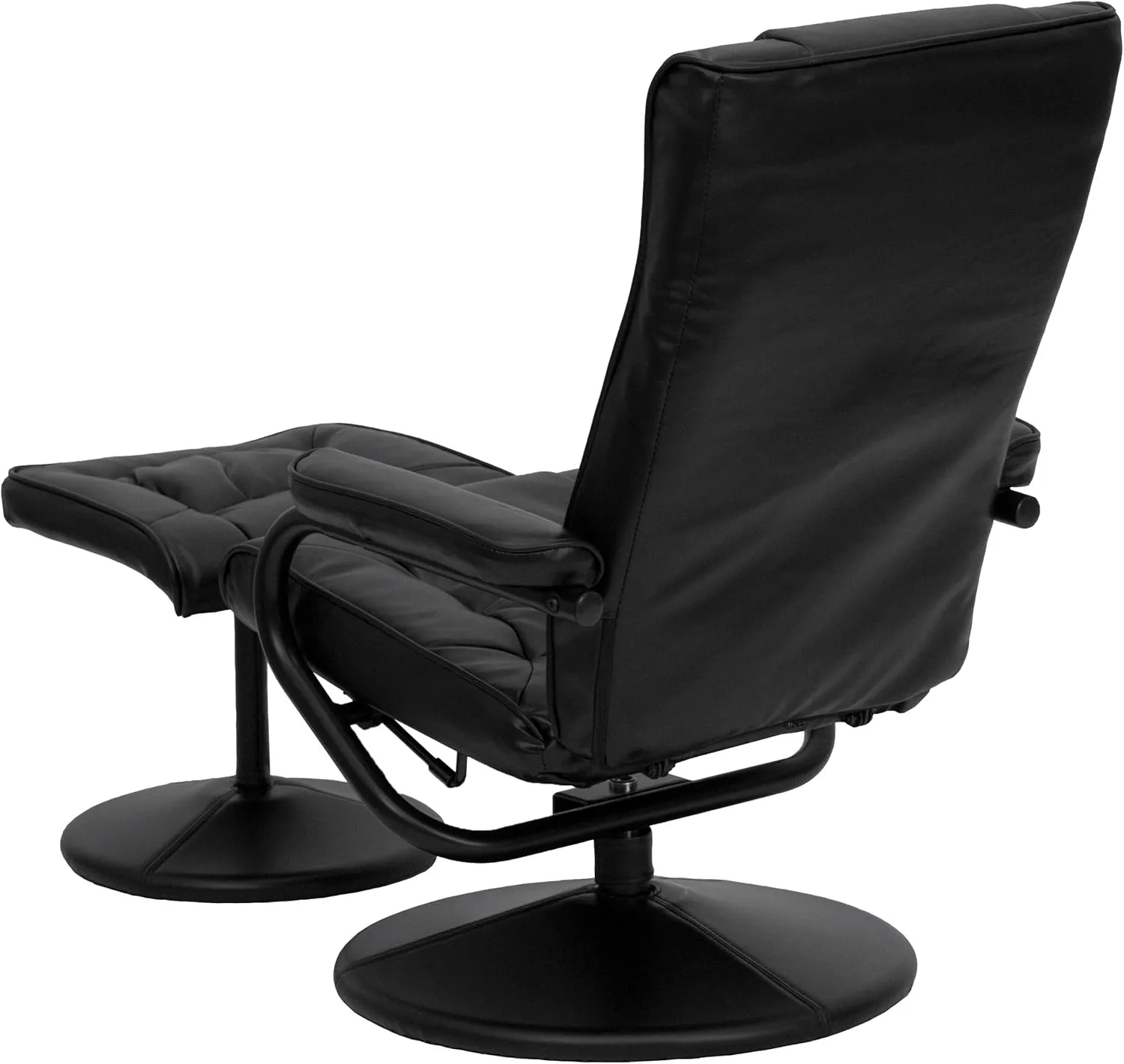Flash Furniture Rachel Contemporary Multi-Position LeatherSoft Recliner Chair with Ottoman, 360-Degree Swivel Recliner Chair and Ottoman Set, Black