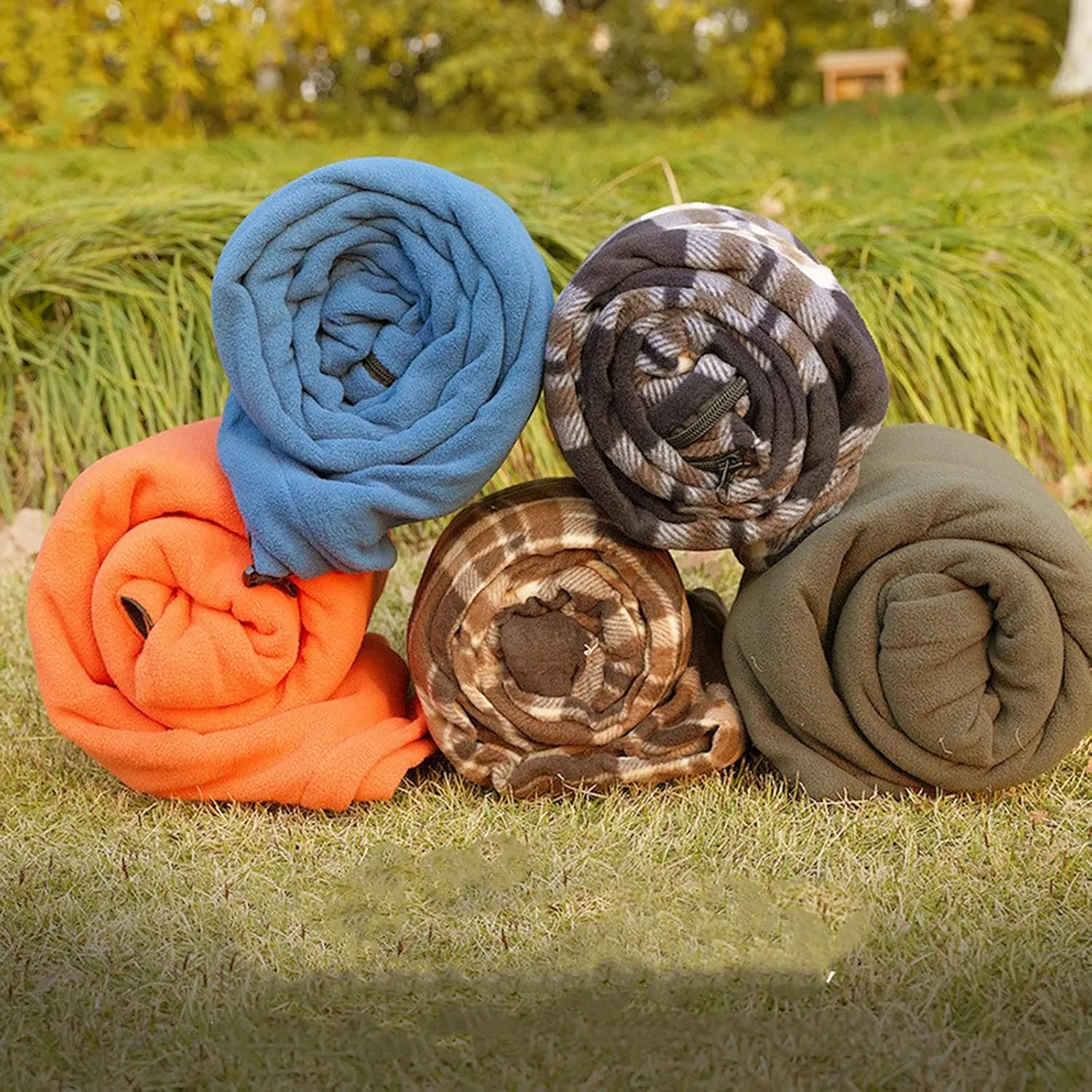 Fleece Sleeping Bag Lined with Travel Sheets Camping Sleeping Bag Ultra Light Zipper Storage Bag Zipper Backpack Travel Blanket Hiking 70.8inch