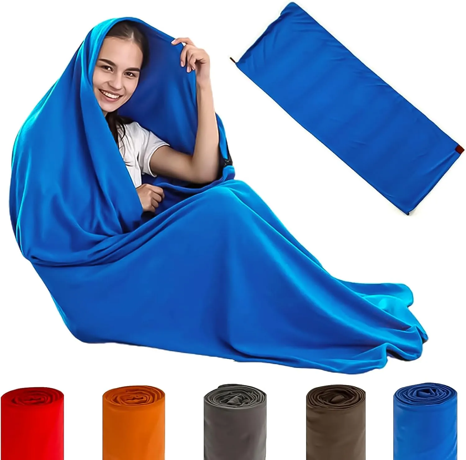 Fleece Sleeping Bag Liner, Travel Sheets, Camping Sleep Sack Adult, Ideal for Backpacking, Hotels and Hostels, Business Trips, Camping