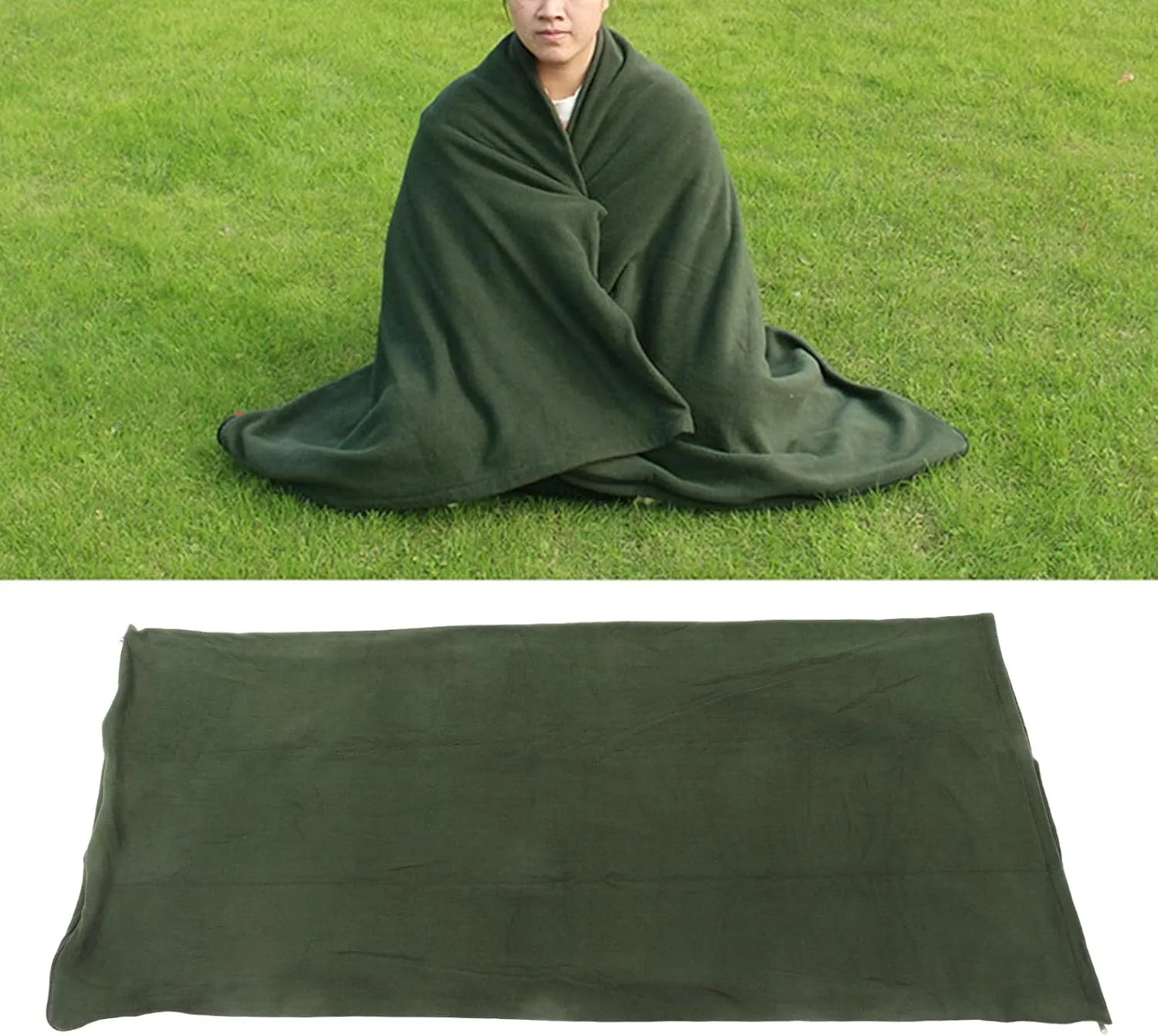 Fleece Sleeping Bag Warm Portable Adult Camping Climbing Hiking for Outdoor