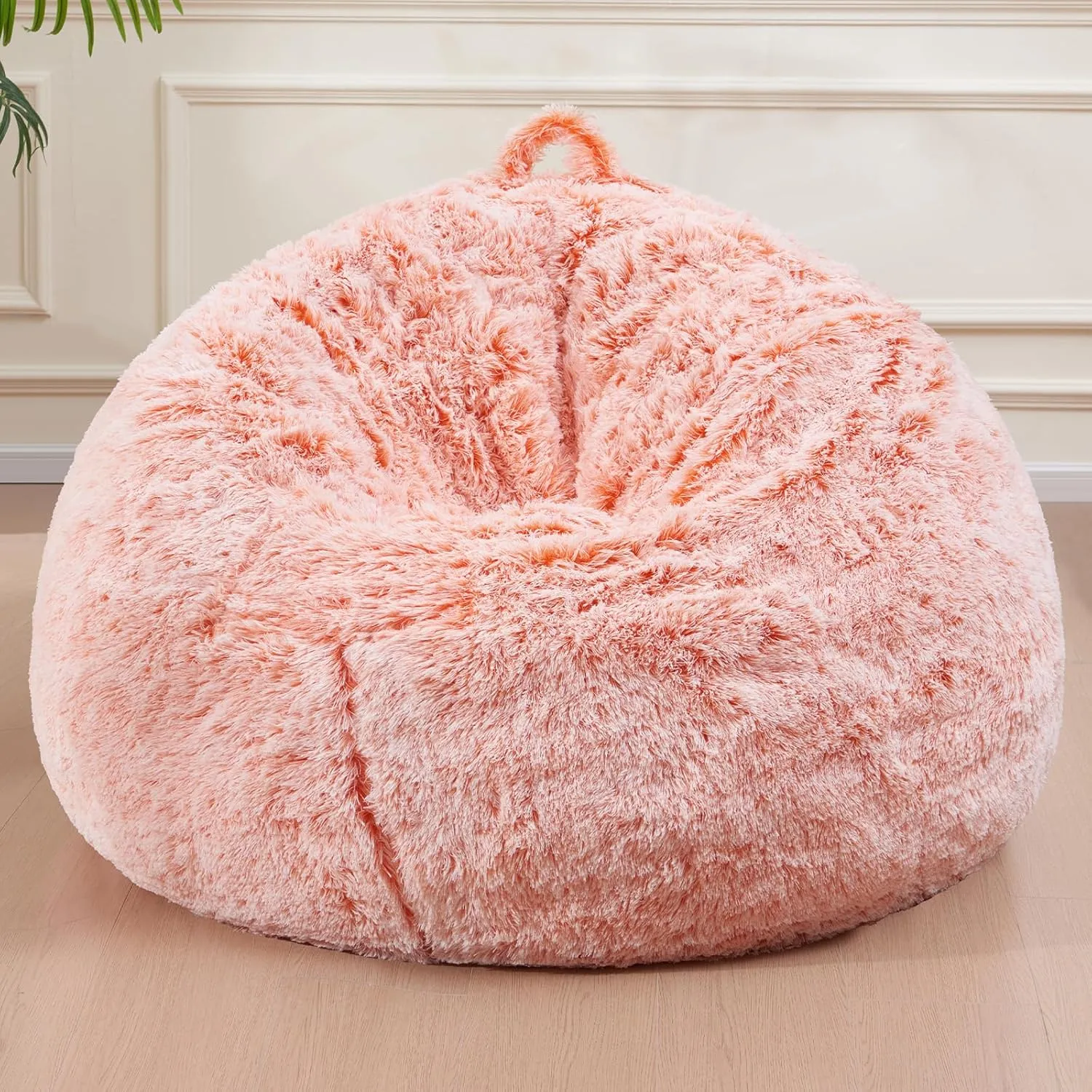 Fluffy Comfy Faux Fur Bean Bag Without Filler Included, Toddler Stuffed Animal Bean Bag Machine Washable, Living Room Bedroom Furniture Outside Cover