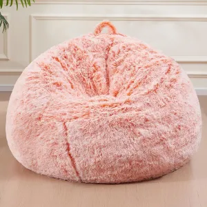 Fluffy Comfy Faux Fur Bean Bag Without Filler Included, Toddler Stuffed Animal Bean Bag Machine Washable, Living Room Bedroom Furniture Outside Cover