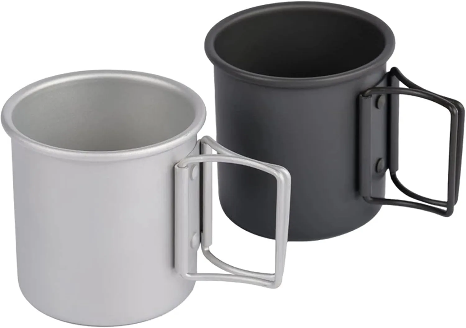 FNSK 2 PCS Camping Mug, Titanium Drinking Cup with Foldable Handle Tourist Tableware Picnic Utensils Outdoor Kitchen Equipment Travel Cooking Set Cookware Hiking