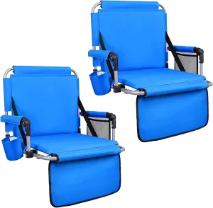 Foldable Stadium Seat Portable Folding Stadium Chairs Padded Bleacher Seat Cushion Bleacher Chair with Armrest and Cup Holder