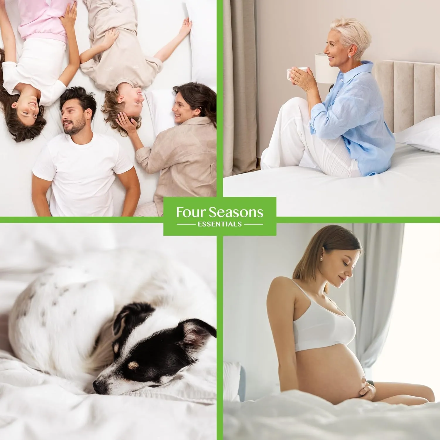 Four Seasons Essentials Twin Extra Long (XL) Size Waterproof Mattress Protector - Cooling Viscose derived from Bamboo Fitted Sheet Mattress Cover - Quilted Jacquard Pad Protects from Dust Allergens