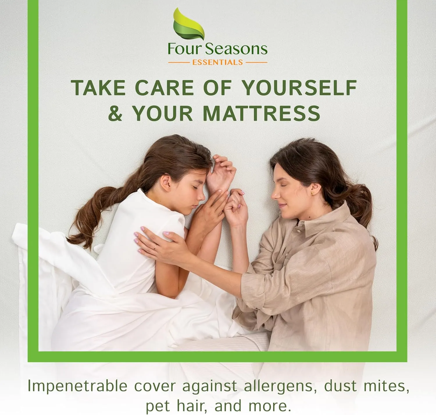 Four Seasons Essentials Twin Extra Long (XL) Size Waterproof Mattress Protector - Cooling Viscose derived from Bamboo Fitted Sheet Mattress Cover - Quilted Jacquard Pad Protects from Dust Allergens