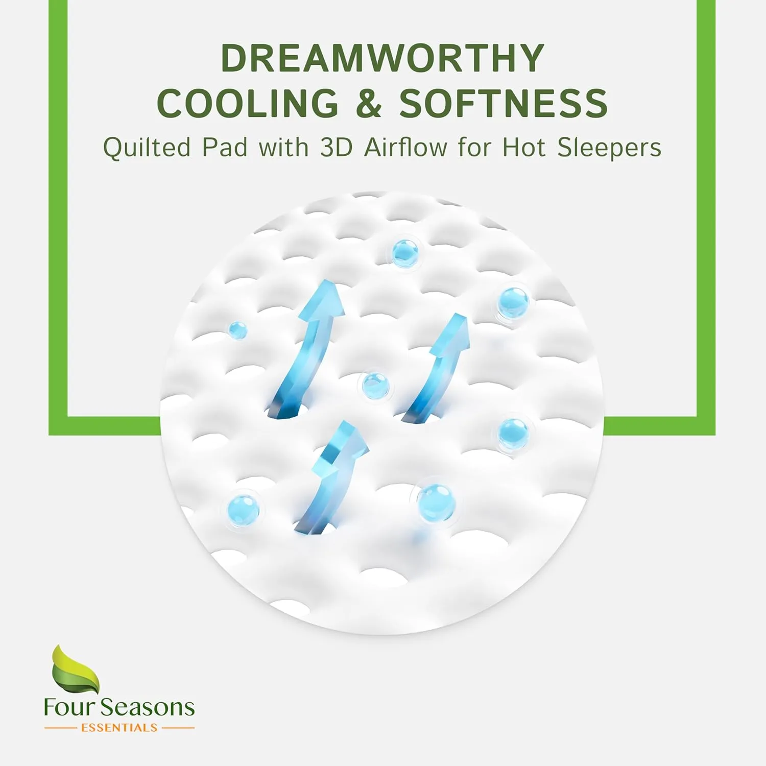 Four Seasons Essentials Twin Extra Long (XL) Size Waterproof Mattress Protector - Cooling Viscose derived from Bamboo Fitted Sheet Mattress Cover - Quilted Jacquard Pad Protects from Dust Allergens
