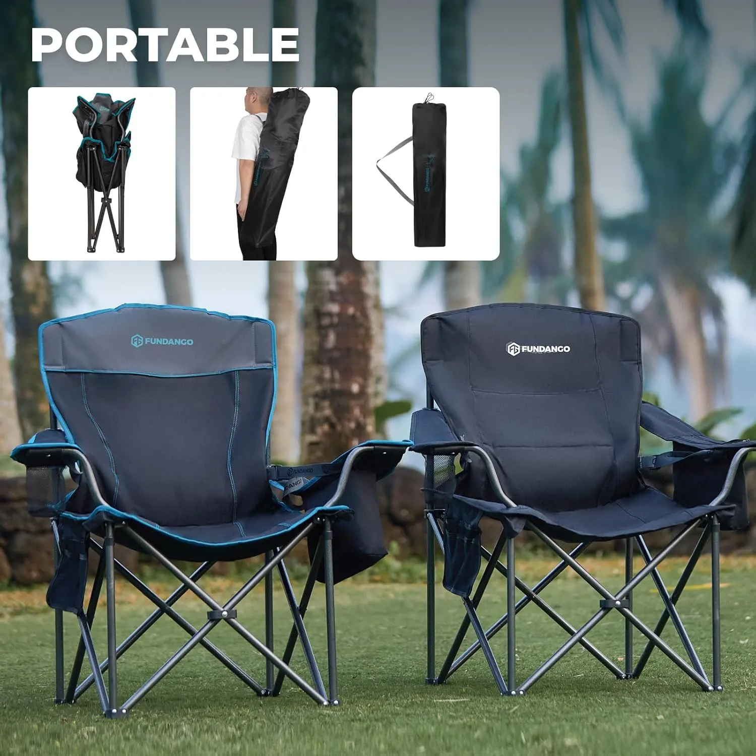 FUNDANGO Heavy Duty 550lb Capacity Oversized Outdoor Chair with Lumbar Support