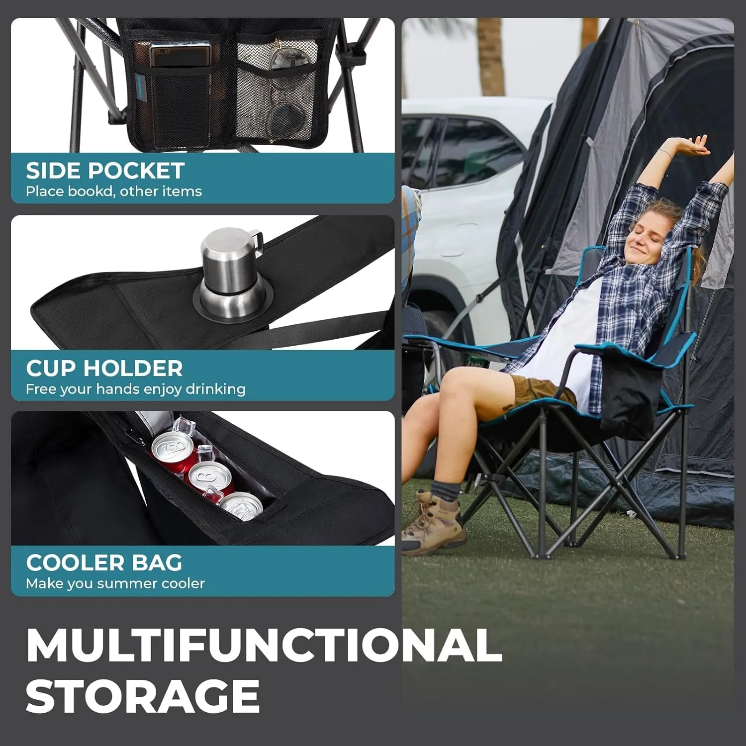 FUNDANGO Heavy Duty 550lb Capacity Oversized Outdoor Chair with Lumbar Support