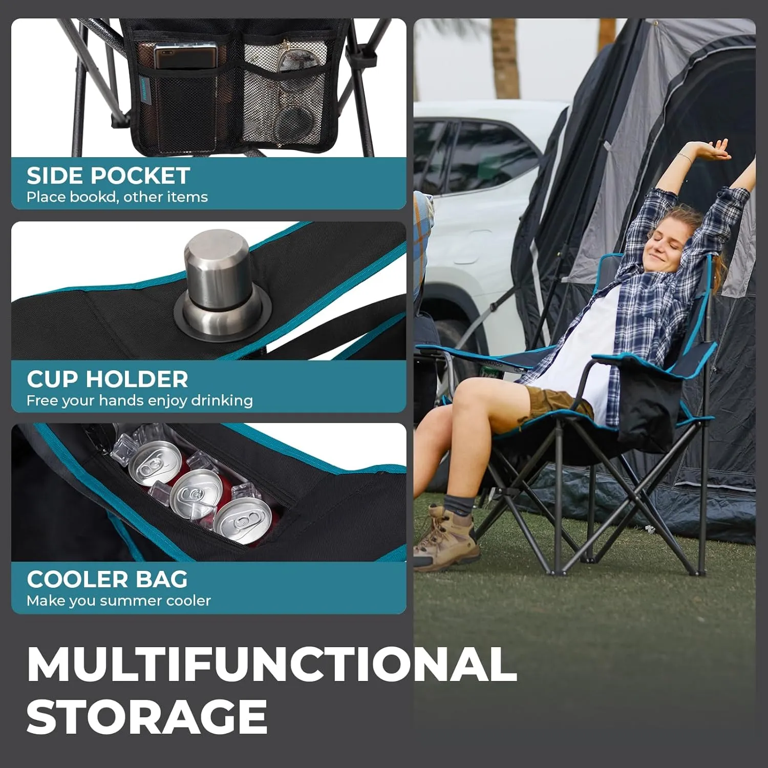 FUNDANGO Heavy Duty 550lb Capacity Oversized Outdoor Chair with Lumbar Support