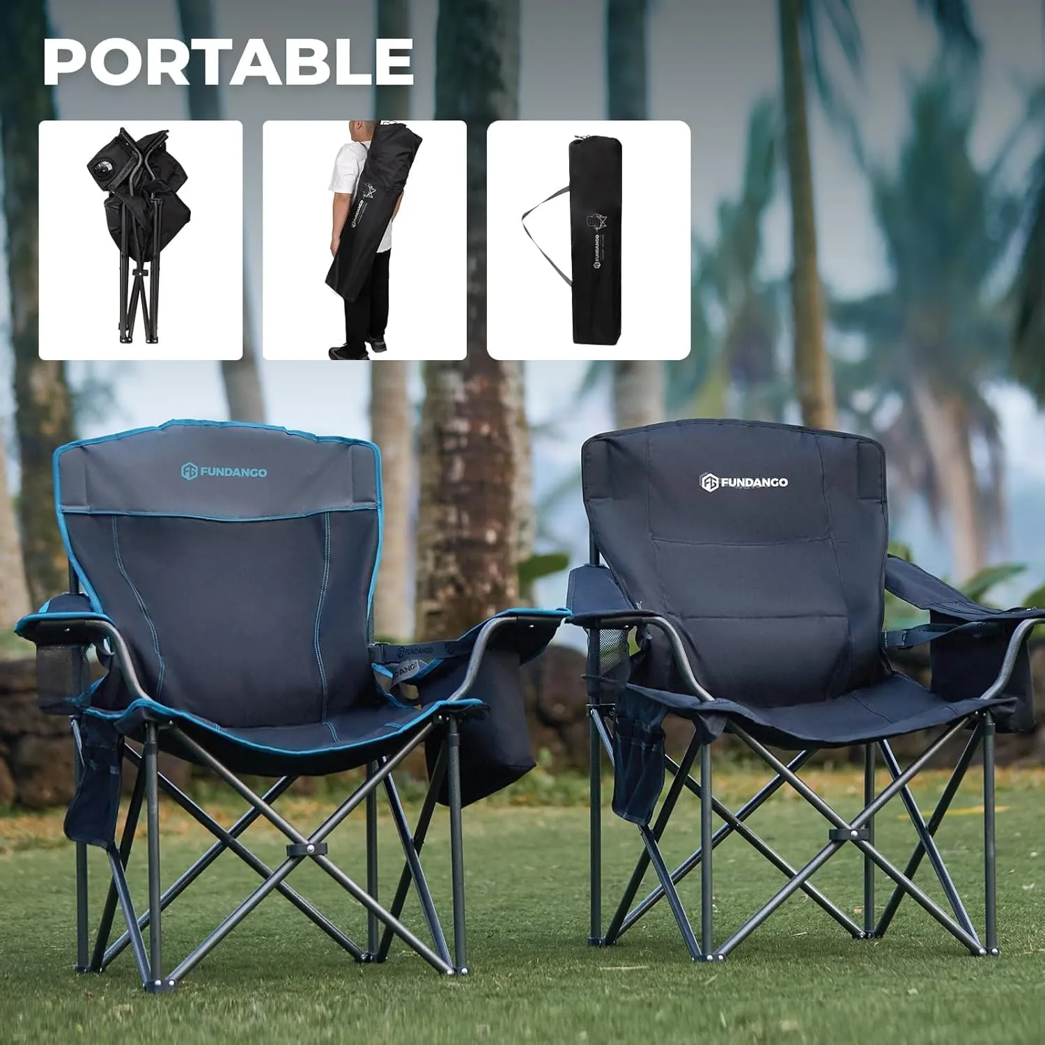 FUNDANGO Heavy Duty 550lb Capacity Oversized Outdoor Chair with Lumbar Support