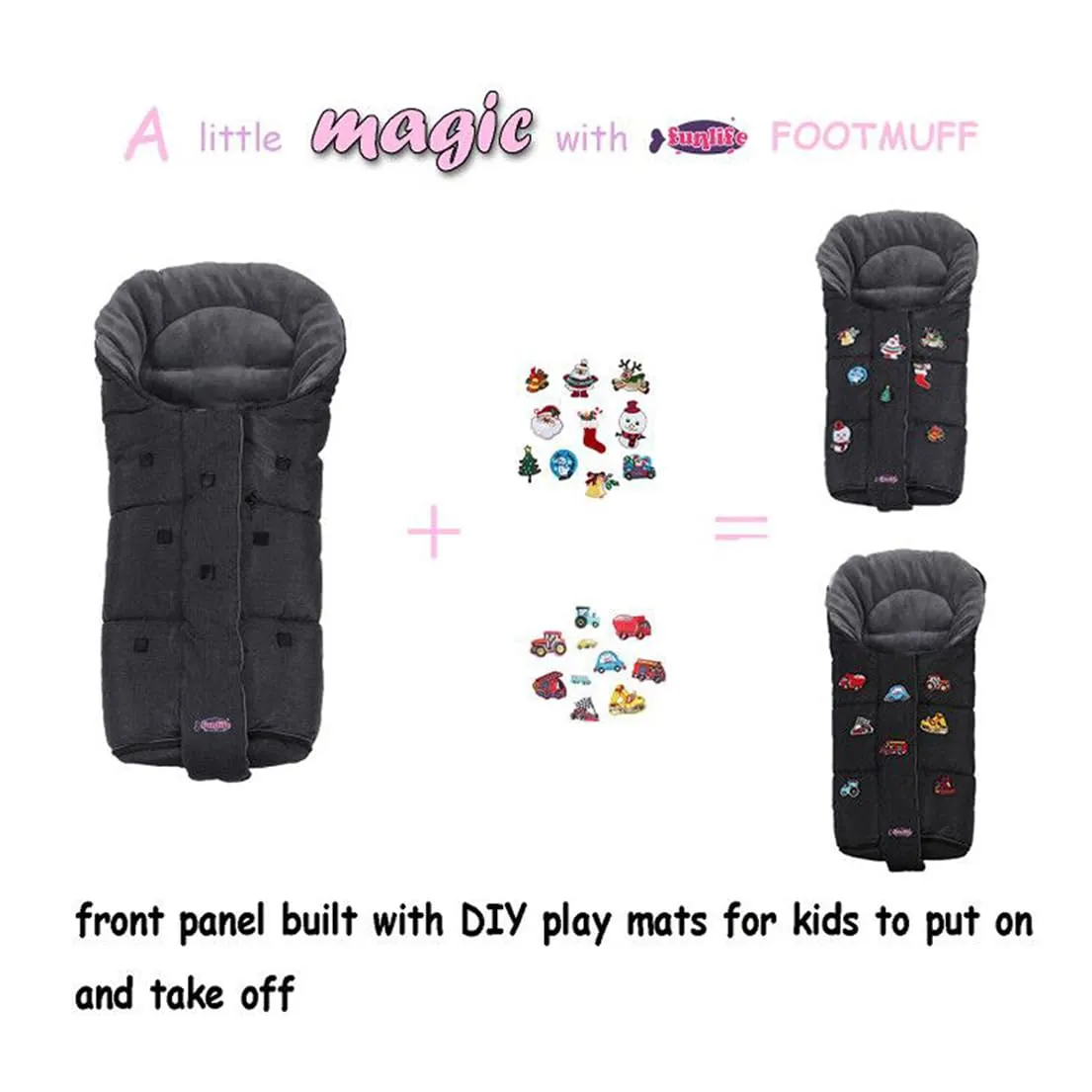 funlife Stroller Universal Bunting Bag,Ultra Soft Coral Fleece,Waterproof Winter Outdoor Stroller Footmuff, Winter Stroller Sleeping Bag Toddler M6-36