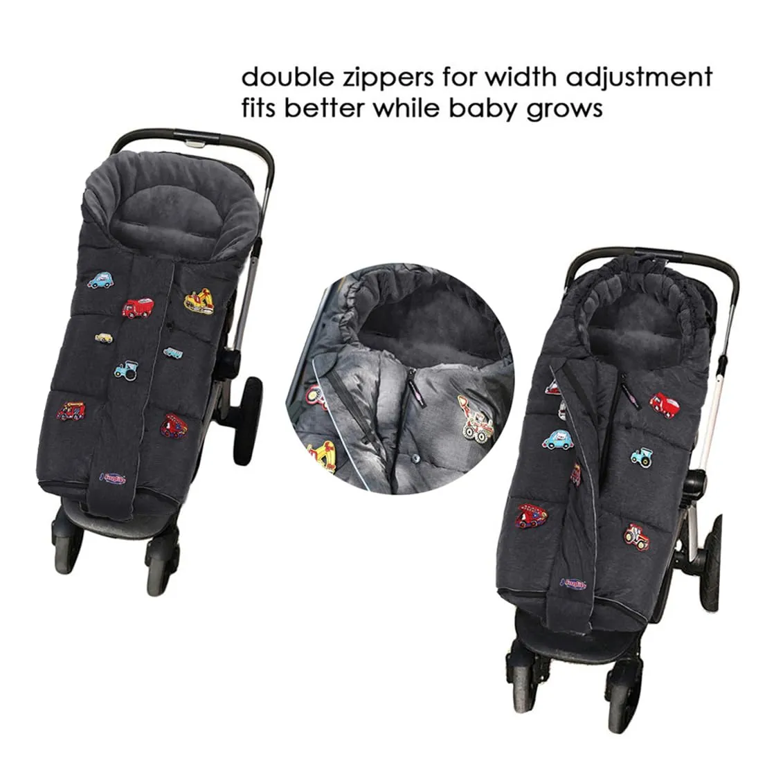 funlife Stroller Universal Bunting Bag,Ultra Soft Coral Fleece,Waterproof Winter Outdoor Stroller Footmuff, Winter Stroller Sleeping Bag Toddler M6-36