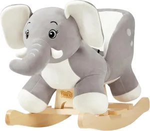FUNLIO Elephant Baby Rocking Horse for Toddlers 6 Months to 3 Years, Cute & Graceful Grey Elephant Baby Rocker for Baby Girl, Stuffed Plush Ride-on Rocking Animal, Easy to Assemble, CPC & CE Certified