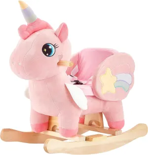 FUNLIO Unicorn Baby Rocking Horse, Pink Fairy Unicorn Rocking Horse for Toddlers 6 Months to 3 Years, Stuffed Ride-on Animal Baby Rocker, Easy to Assemble, CPC & CE Certified