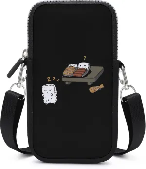 Funny Sleepwalking Sushi Phone Bag Waterproof Phone Crossbody Bag Purse Mini Smartphone Wallet Bag