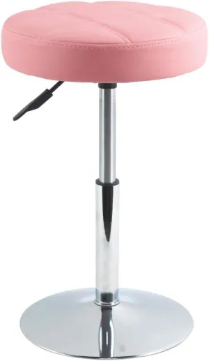 FURWOO Short Round PU Leather Shop Stool - Padded Stool for Salon,SPA,Manicure and Vanity - Small Pink