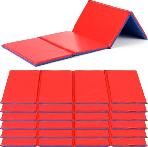 Geelin 6 Pack Folding Rest Mat Toddler Nap Mat Upgraded Folding Exercise Mat 1 Inch Thick Gymnastics Mat 4 Section Classroom Sleeping Mat for Yoga School Daycare Travel and Home