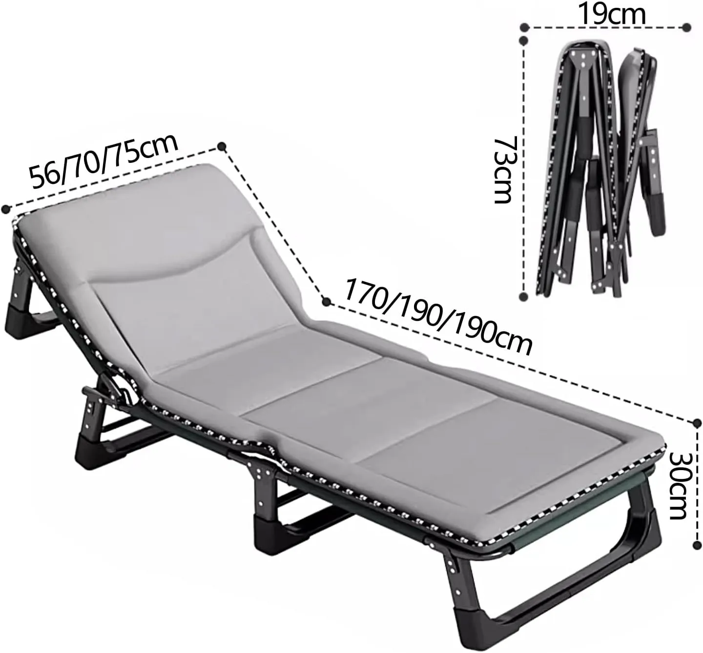 Generic Fold Out Bed for Adults 25mm Wider Square Tube Folding Camping Cot with Mattress Four Position Adjustable Backrest and 160kg Load Capacity(Color:D,Size:190 * 75 * 30cm)