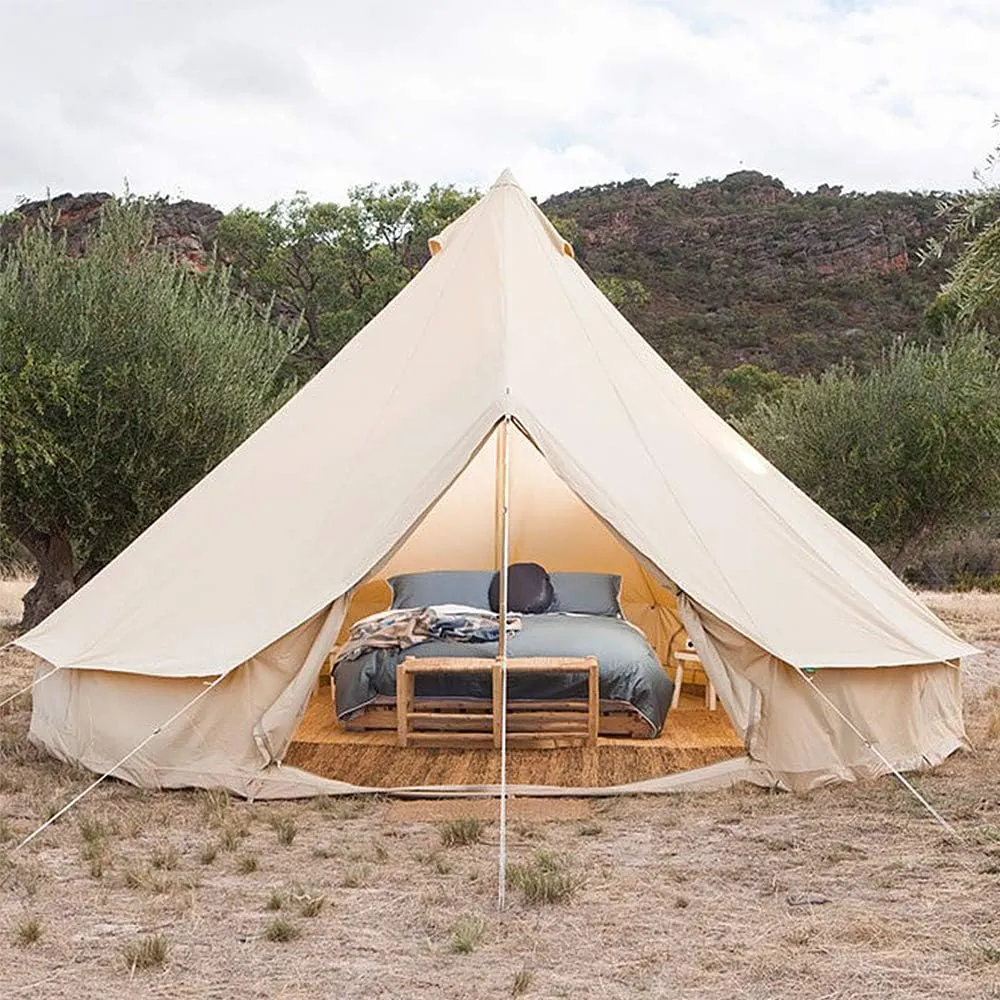 GeRRiT Pyramid Round Bell Tent Canvas Yurt Tent with Zipped Groundsheet, 4 Season Large Family Teepee Tents for Family Outdoor Camping, Diameter 3M/4M/5M/6M Cotton/Canvas
