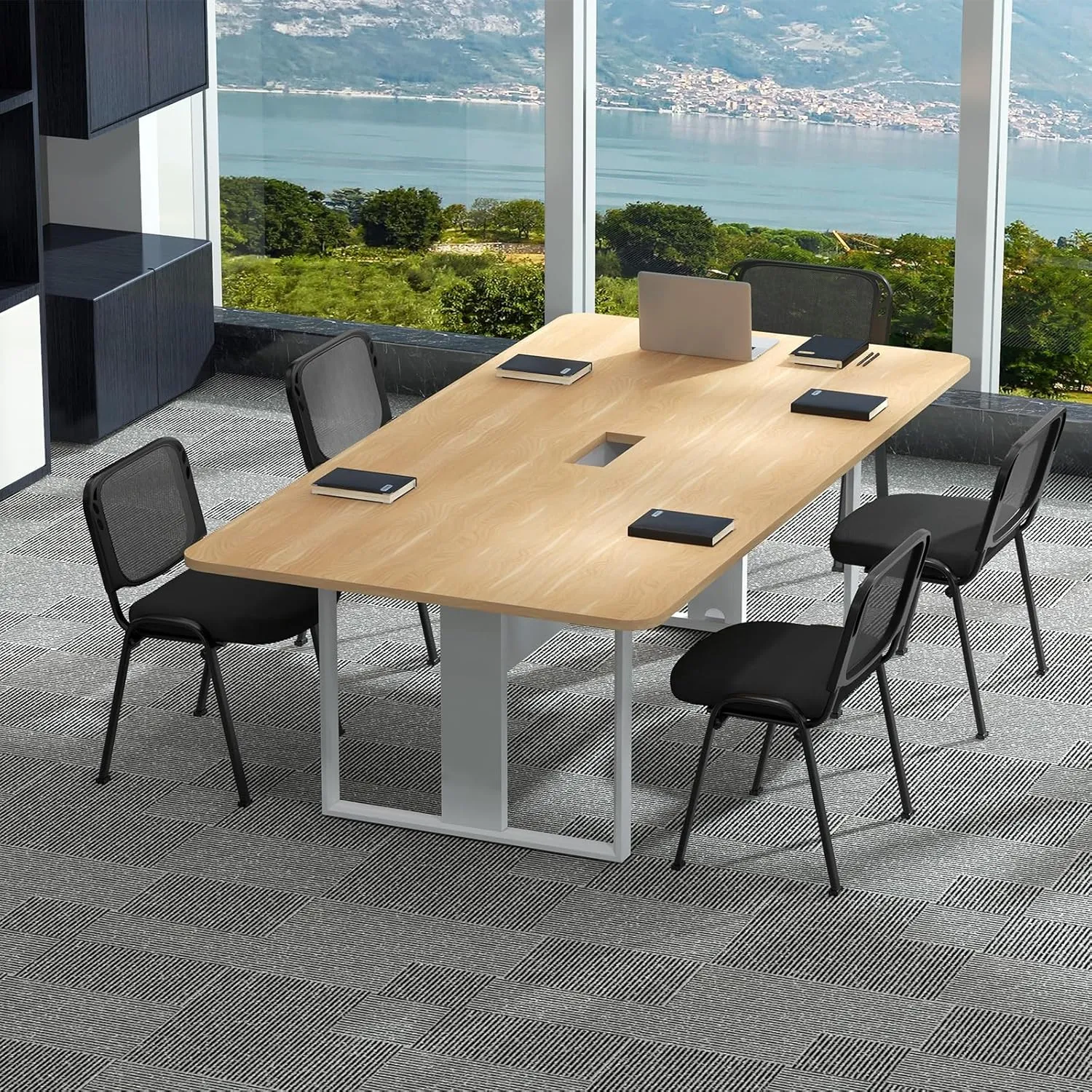 Giantex Set of 5 Office Guest Chair, Stackable Waiting Room Chair with Padded Seat, Metal Frame, 330Lbs Capacity, Conference Room Chair, Reception Chair for Lobby, Training Room, Meeting Room (1)